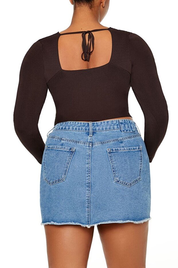 Plus Size Kruvaze Yaka Bluz - 3