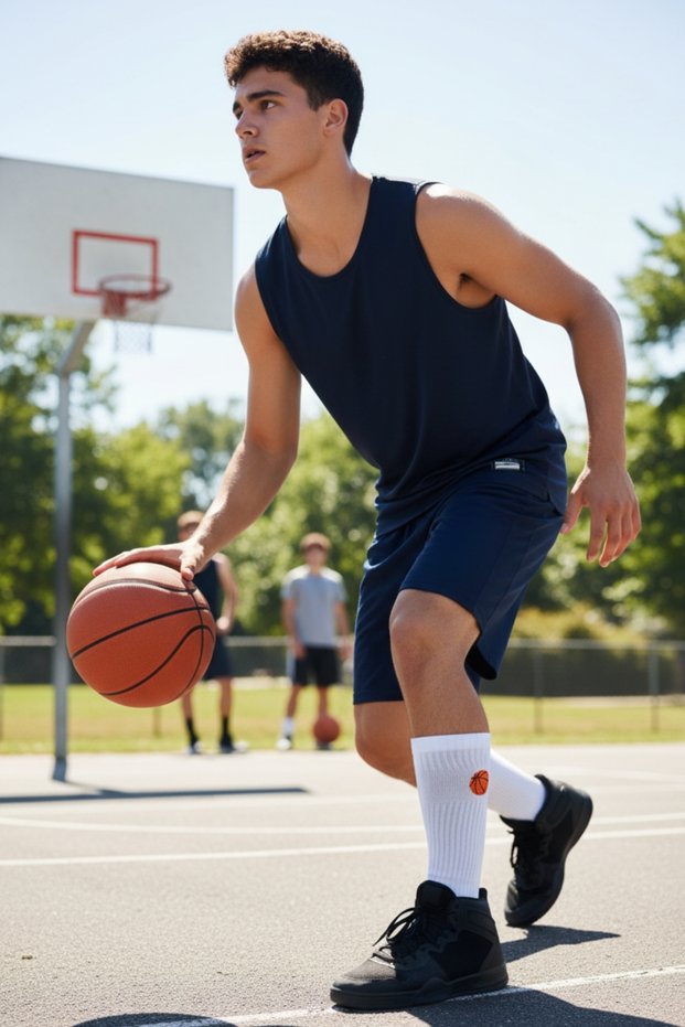 Basketball Sports Socks - Embroidered Toe Seamless Cotton Breathable Flexible and Comfortable Sports Socks