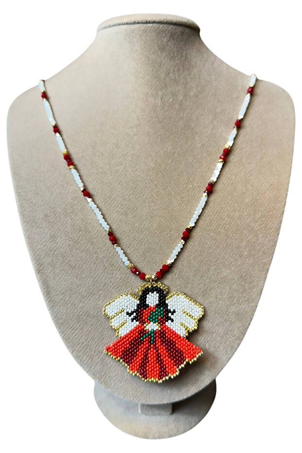 - Özlem 9422 7323 Handmade Angel Figured Necklace with Sand and Crystal Bead Detail