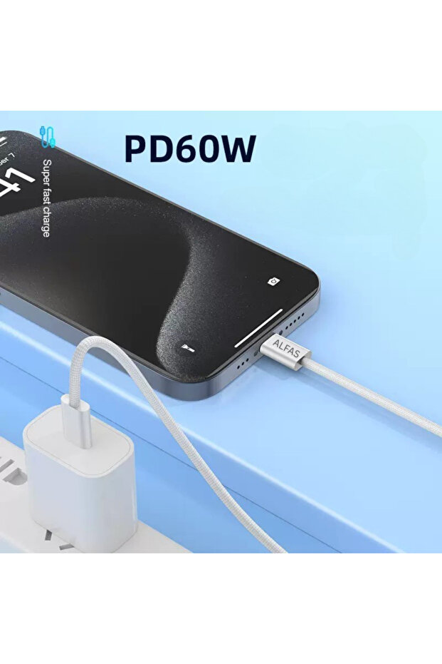 Type-C Şarj Kablosu 2m PD 60W 3A 1Gbps Hızlı Şarj & Data Transfer Usb-c Iphone Android Örgülü Kablo - 2