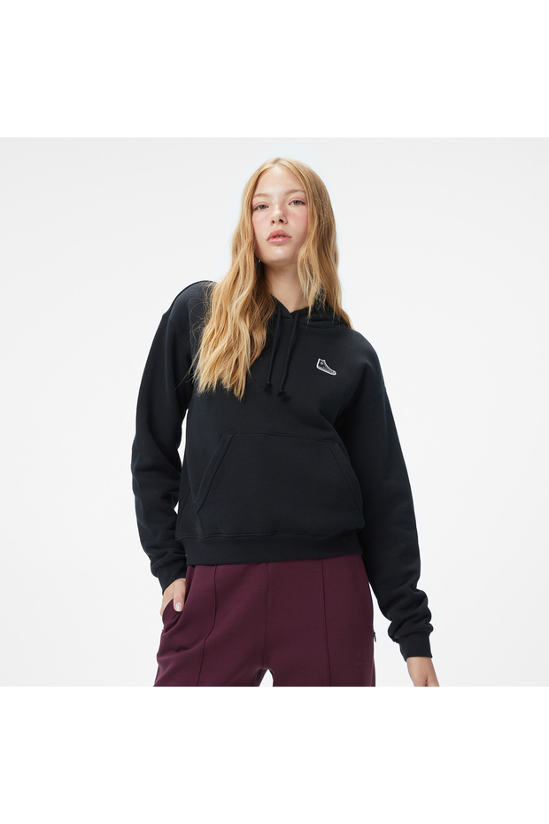 Baskılı Kadın Siyah Sweatshirt - 1