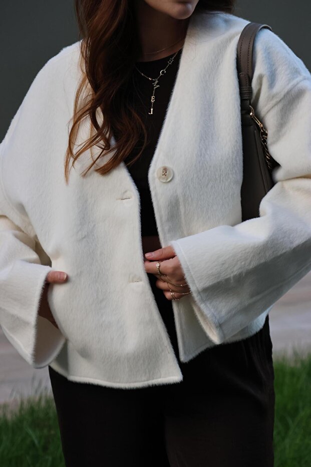 Ekru Morris Kırçıllı Kaşe Ceket - 6