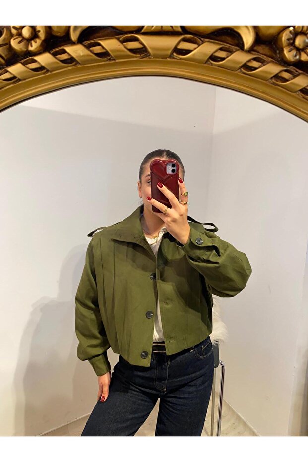 Stand Collar Epaulette Jacket - 1