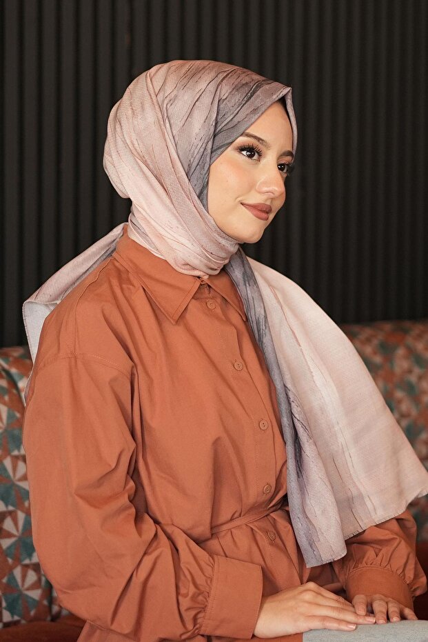 Degrade Bej Soft Pamuk Şal - 3