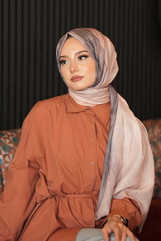 Degrade Bej Soft Pamuk Şal - 1