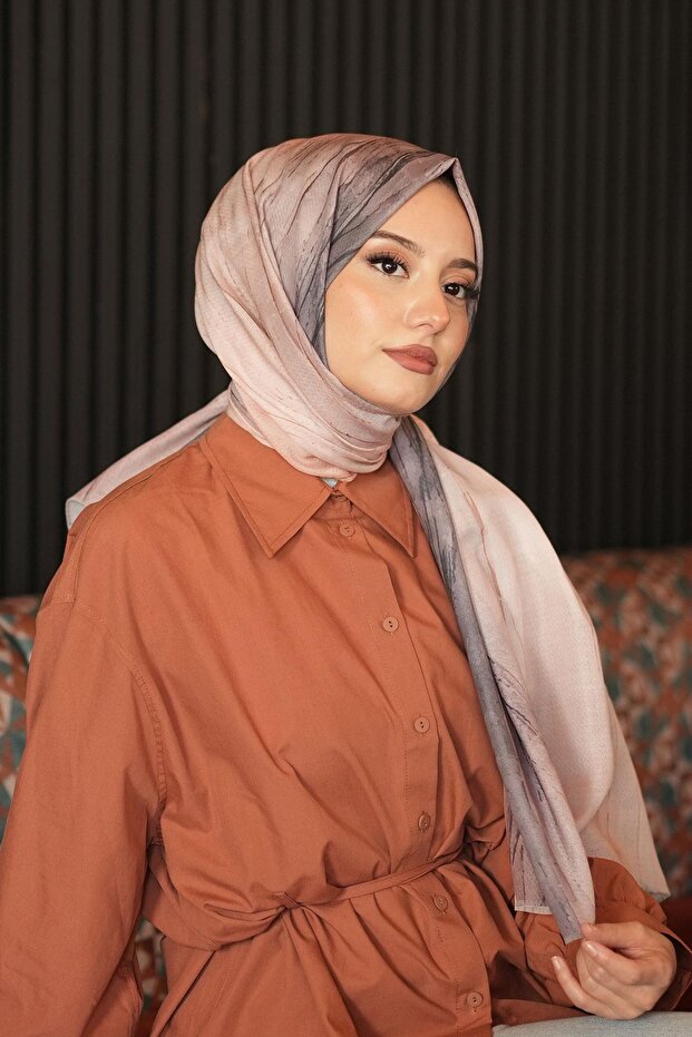 Degrade Bej Soft Pamuk Şal - 4