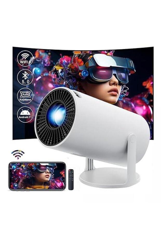 HY300 Projector with WiFi6 and Bluetooth, 4K 1080P Support with Android TV 11.0, Mini Portable Proje