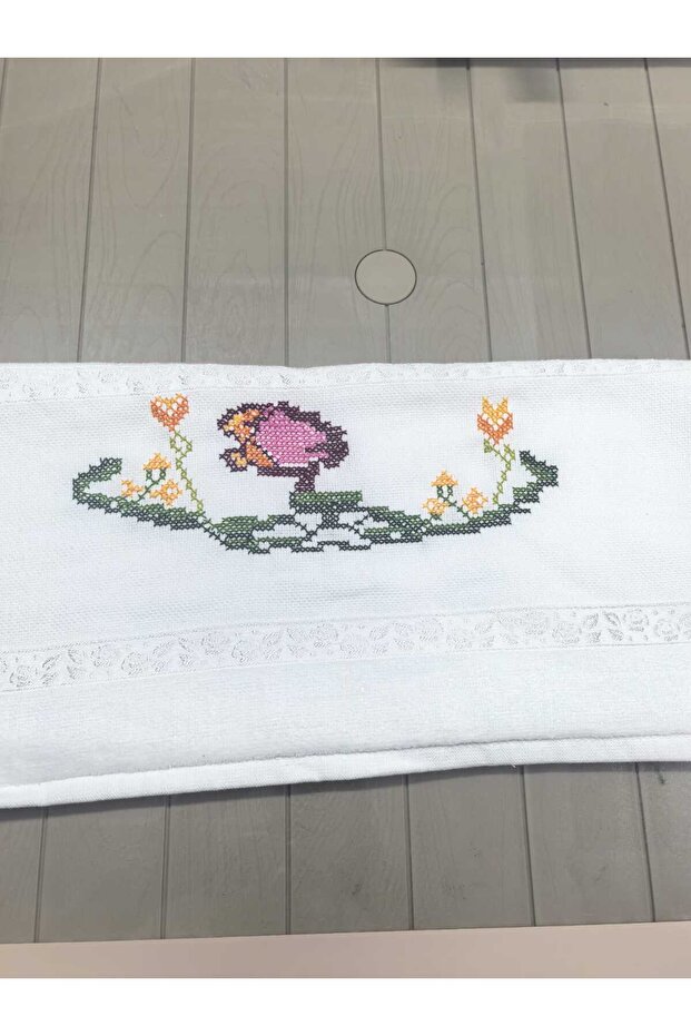 Handmade, Handcrafted Cross Stitch Embroidery Towel 50X90 Velvet 240Gr Premium Luxury