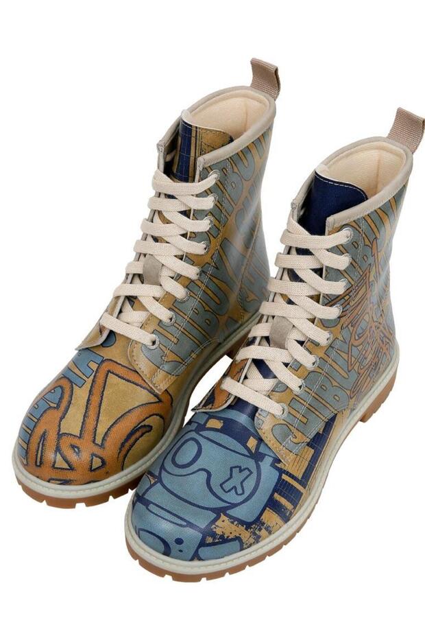 Women's Vegan Leather Yellow Long Boots - Robo Shibuya Design