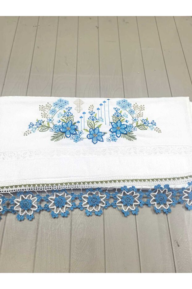 Handmade, Handcrafted Guipure Embroidered Towel 50X90 Premium Cotton 240Gr