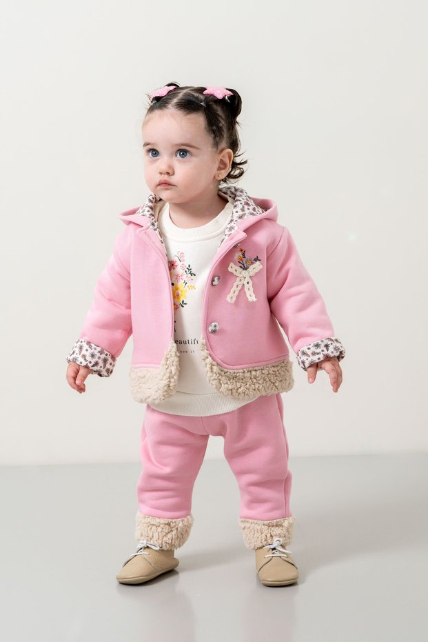 Baby Girl & Child Hooded Jacket Pants 3-Piece Set