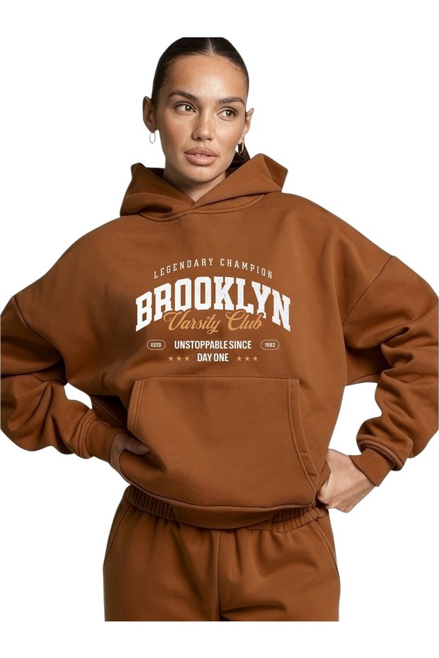 Unisex Brooklyn Colorful Custom Printed Cotton Oversize Hooded Sweatshirt