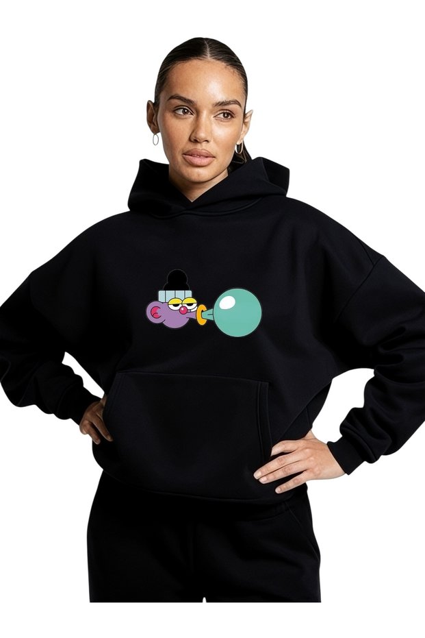 Unisex Purple Children's Colorful Custom Printed Cotton Oversize Hooded Sweatshirt