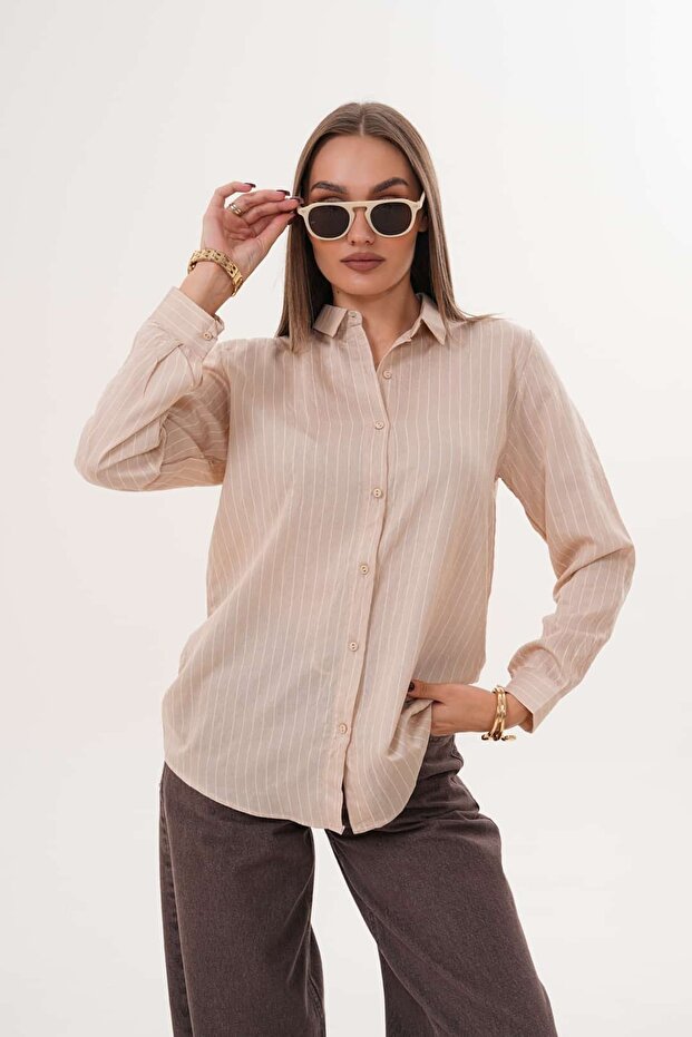 Çizgili Basic Gömlek - 7