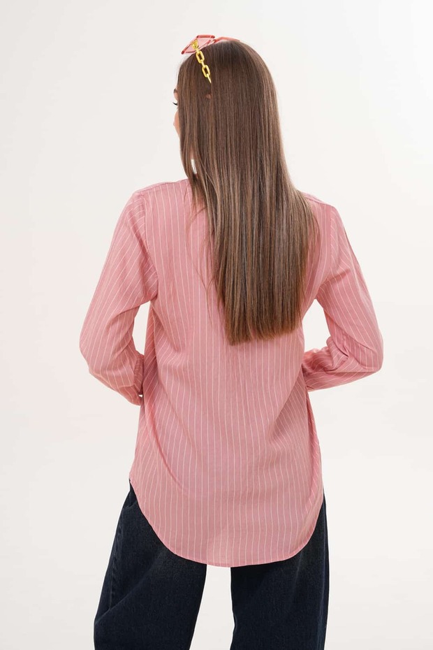 Çizgili Basic Gömlek - 6