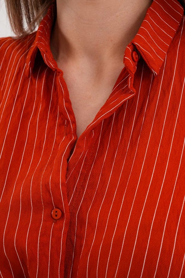 Çizgili Basic Gömlek - 8