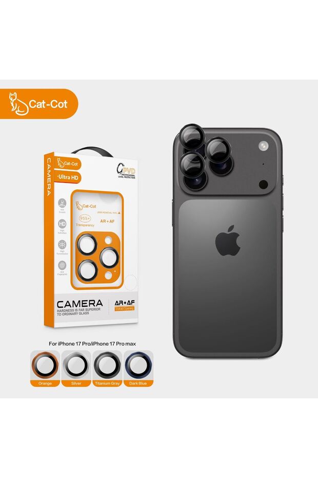 Cat-Cot Ultra HD Camera Lens Protector for iPhone 17 Pro/Pro Max – Anti-Scratch,(Dark Blue)