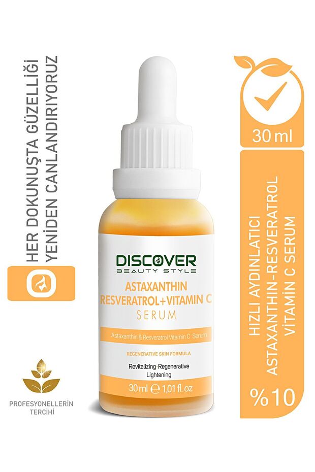 Astaxanthin & Resveratrol Serum 10% Vitamin C 30ml Fast Brightening