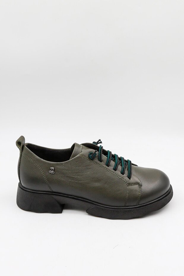 2553801K Women's Leather Lace-Up Shoes - Green - 36