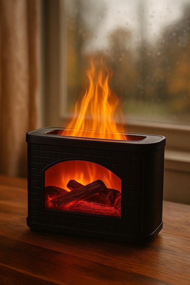 Fireplace Flame Effect Humidifier, Essential Oil Diffuser, Aroma Therapy, 270 ml