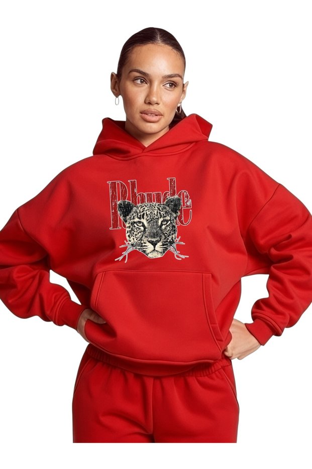Unisex Rhude Tiger Colorful Custom Printed Cotton Oversize Hooded Sweatshirt