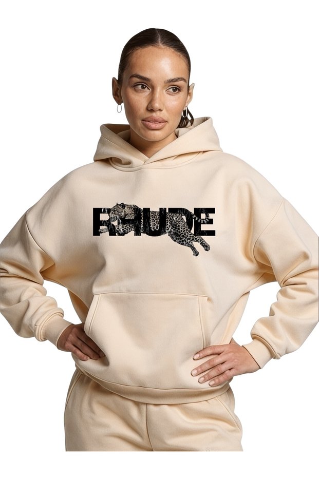 Unisex Rhude Kaplan Black Color Custom Printed Cotton Oversize Hooded Sweatshirt