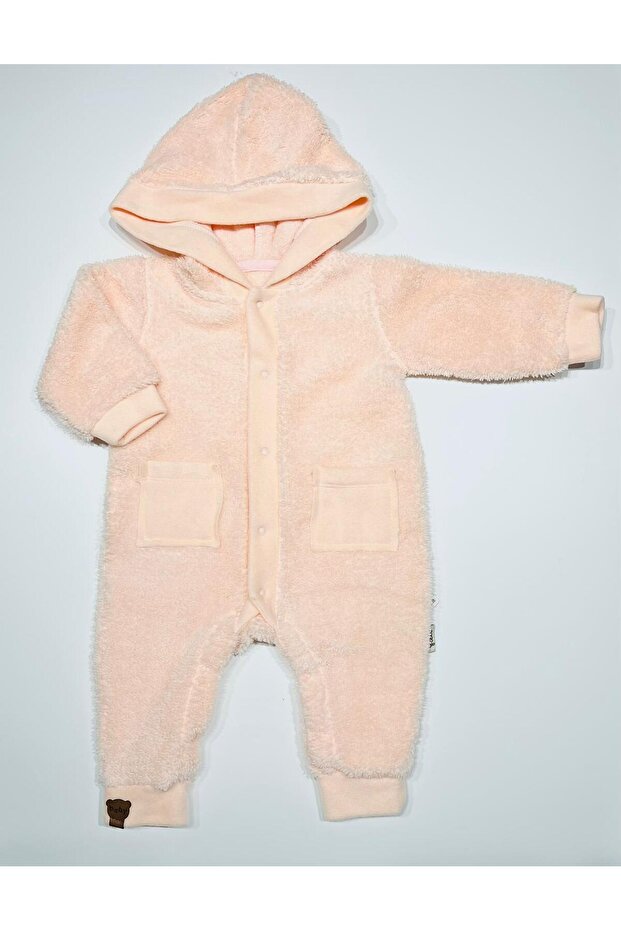 Kapşonlu Bebek Peluş Welsoft Tulum - 1