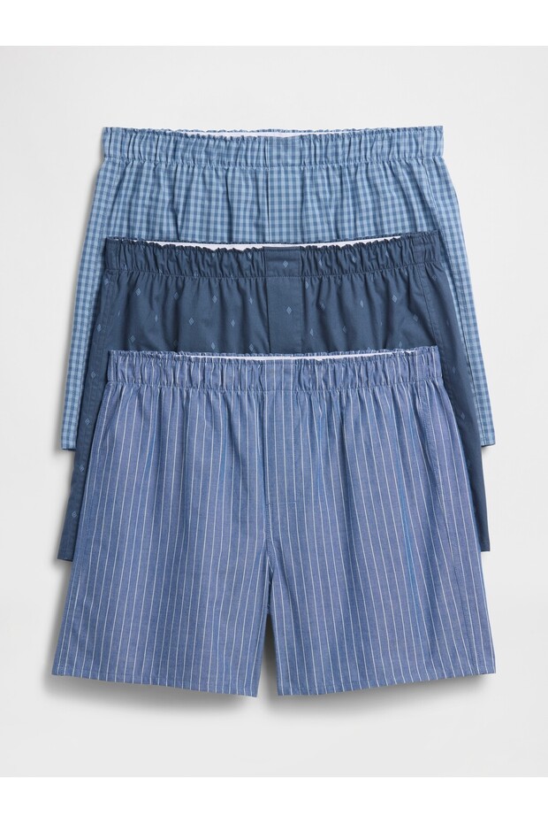 Erkek Mavi 3'lü Boxer Seti - 1