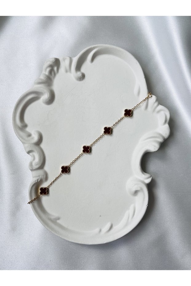316L Steel One Cleef Clover Burgundy Bracelet