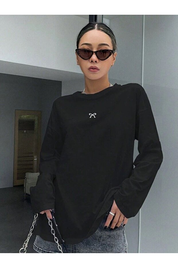 Women's Ribbon Printed Long Sleeve T-Shirt