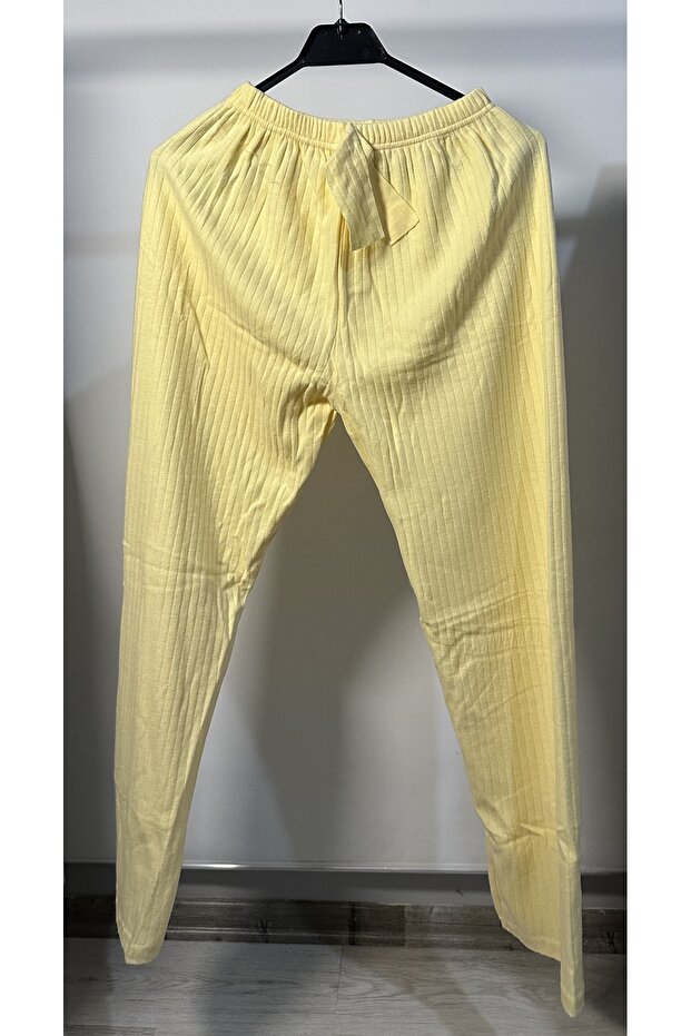 çorap desenli fitilli pamuklu pijama takımı - 3