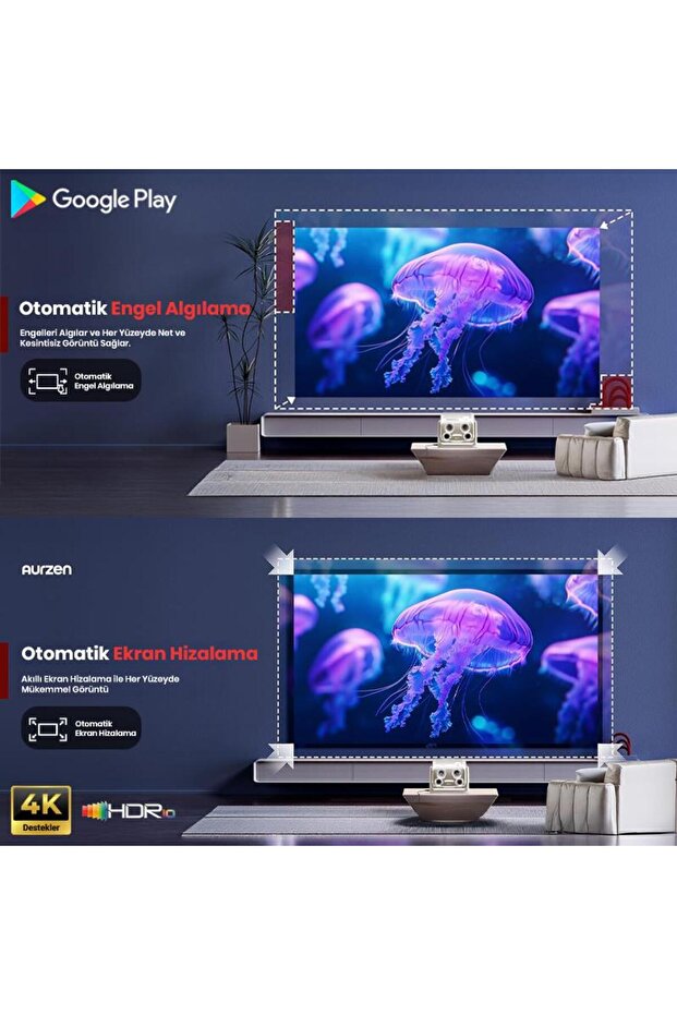 Vankyo Boom Mini Android Google TV 4K Destekli Projeksiyon Cihazı +HDR10+ToF Auto Focus+ToF A - 5