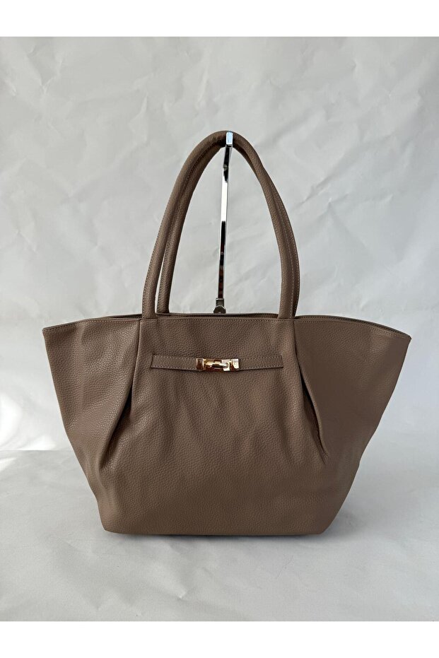 Large Women's Shoulder Bag Stylish Large Volume Daily Work Bag Leather Look Buckle Bag