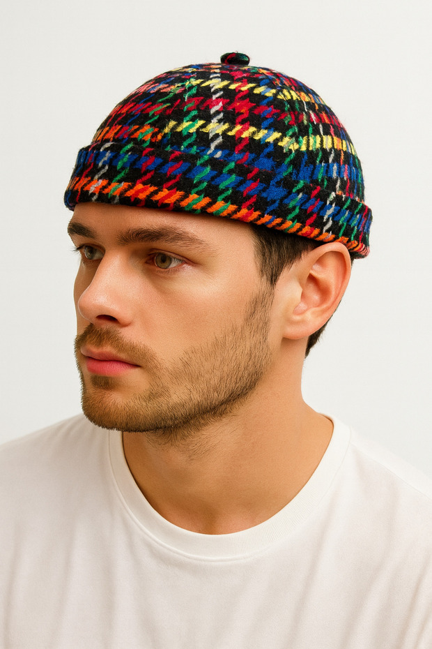 Yün Dokulu Unisex Balıkçı Şapka – Vintage Docker Model - Astarlı - Cırtlı - 1