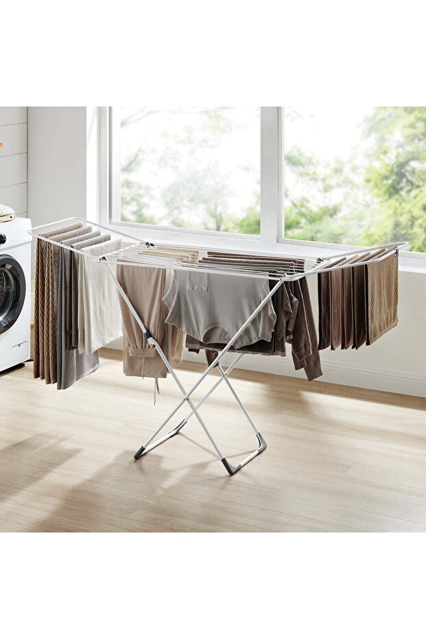 Clothes Drying Rack Metal Laundry Drying Rack Foldable Space-Saving Free-Standing Airer