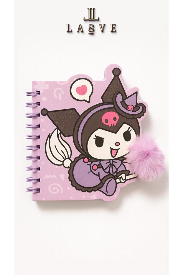 Premium Design Purple Shape A4 Spiral Notebook Kawaii with Pompom New Season
