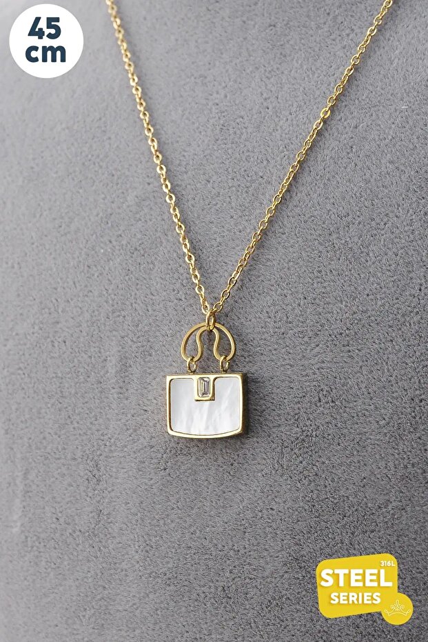 Golden Nacre Bag Women's Steel Necklace
