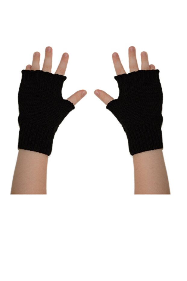 Unisex Çocuk Parmaksız Kışlık Örme Triko Eldiven - 1