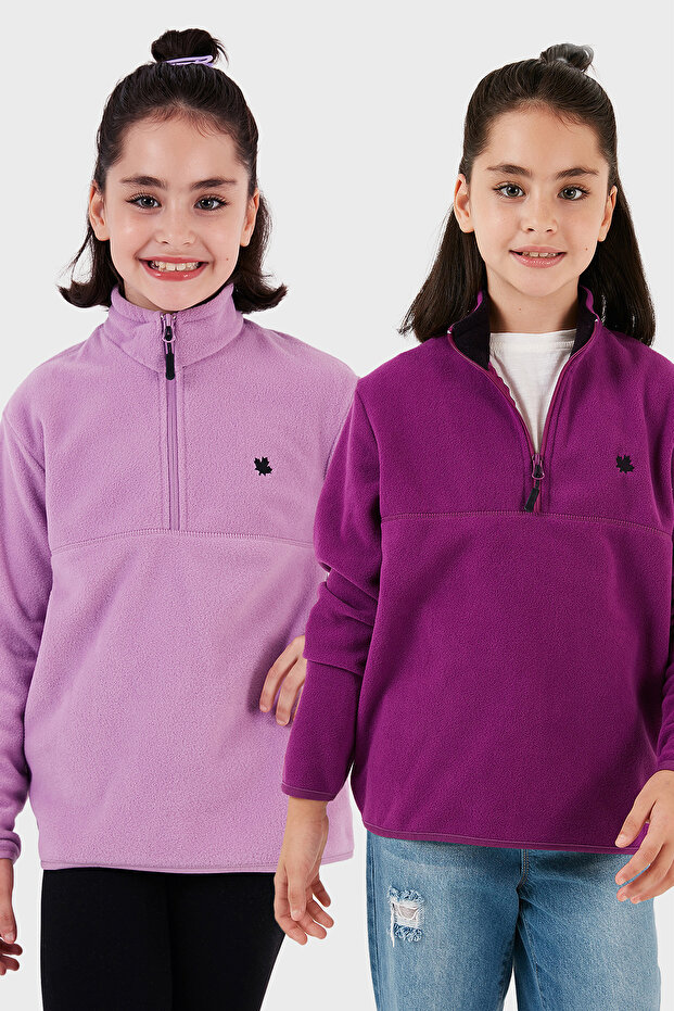 Soft Textured Zippered Stand Collar Ribbed 2-Pack Fleece Children's Polar 5905002S2
