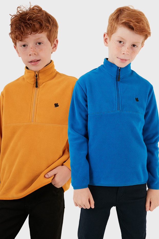 Soft Textured Zippered Stand Collar Ribbed 2-Pack Fleece Children's Polar 5905002S2