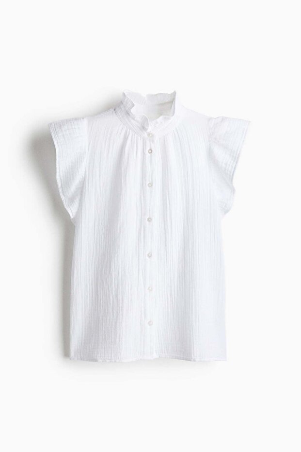 Flutter-sleeved muslin blouse
