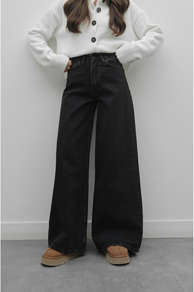 Füstölt Mona széles szárú farmernadrág - 2