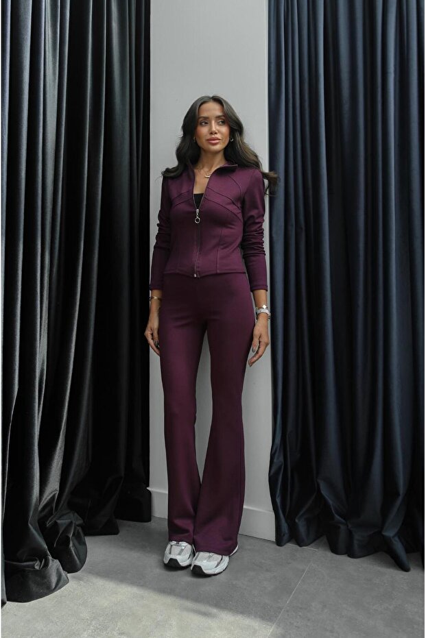 Plum Kyle Zippered Jacket Leggings Set