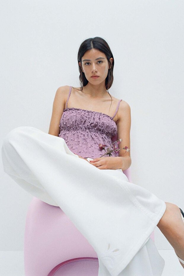 Textured jersey top - 1