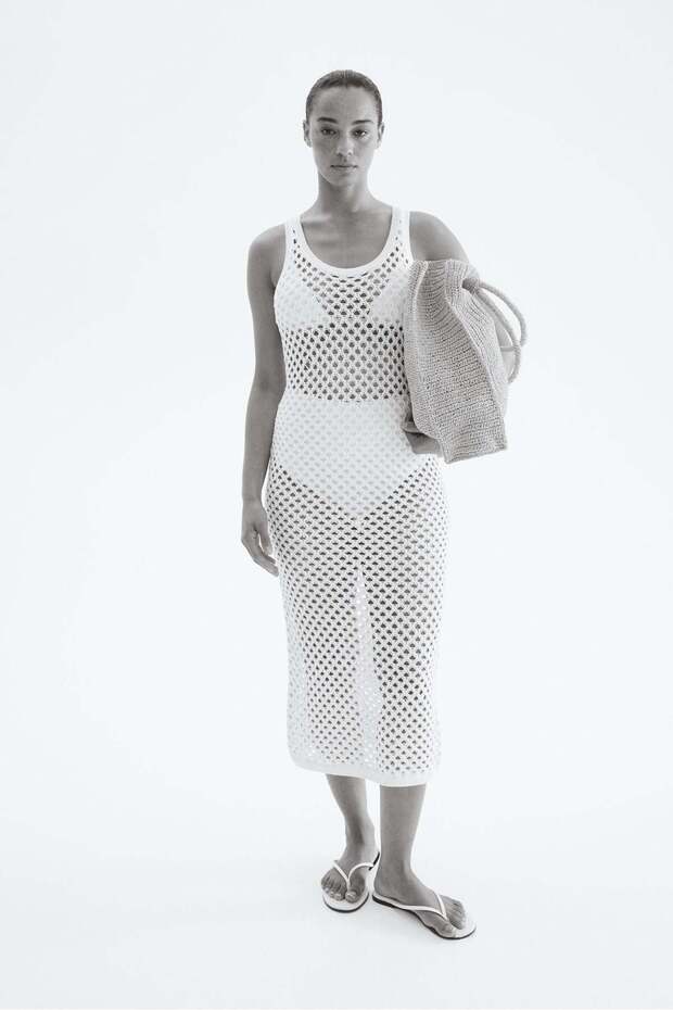 Crochet-look dress