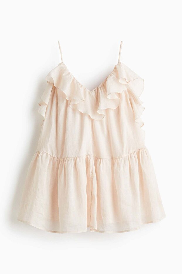 Flounced ramie dress