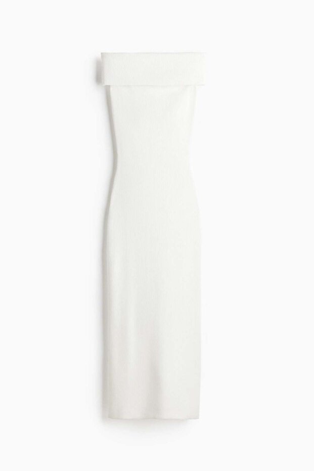 Ribbed off-the-shoulder dress