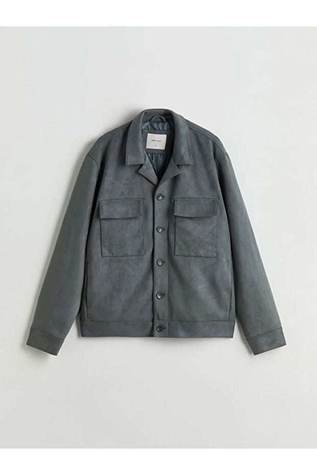 LCW Vision Antrasit Standart Kalıp Gömlek Yaka Süet Erkek Mont - 6