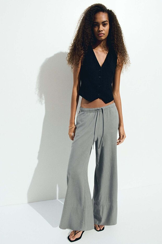 بنطلون من مزيج الكتان برباط - 3