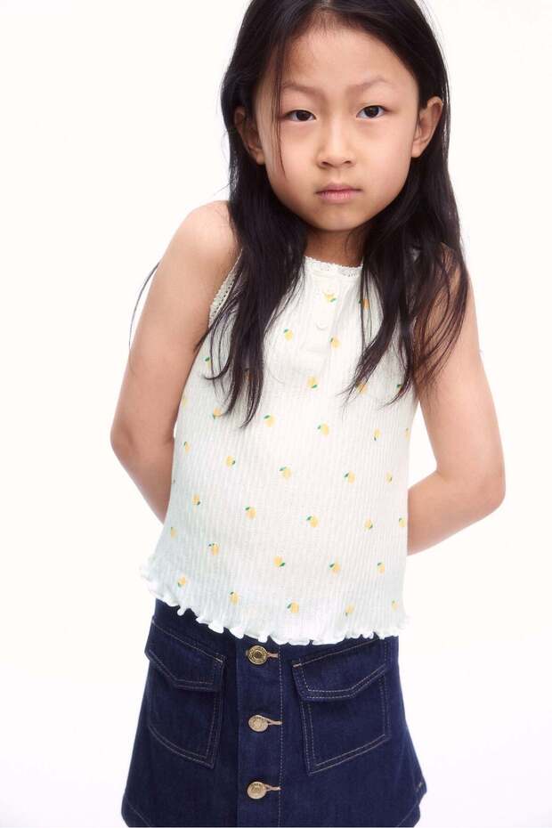 Pointelle cotton vest top